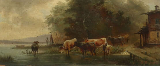 Voltz, N. Fr. ''Kühe an der Tränke'', Landschaftsansich… - Foto 1