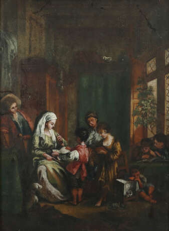 Maler des 19. Jh. ''Lesestunde'', Interieurszene mit ei… - Foto 1