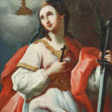 Kirchenmaler des 19. Jh. ''Hl. Barbara'', Halbbildnis d… - Foto 1