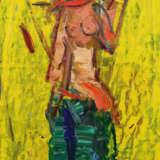 Maler des 20. Jh. ''Halbakt auf Gelb'', stilisierte Dar… - photo 1