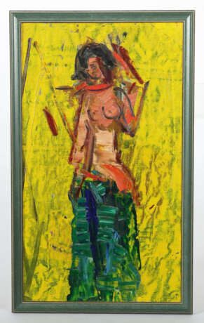 Maler des 20. Jh. ''Halbakt auf Gelb'', stilisierte Dar… - photo 2