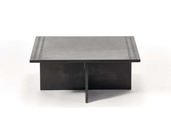 Chalkboard coffee table with cross legs. Italy, second half 20th century. (85x35x85 cm.) (slight defects) - photo 1