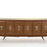 Sideboard in the style of Ico Parisi in veneered wood with doors decorated with ceramics by Teodoro Russo. Italy, 1950s. (266x103.5x46 cm.) (slight defects) - photo 1