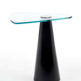 Coffee table with truncated cone base in black marble, triangular glass top. Italy, 1970s. (55x57x46 cm.) (slight defects) - photo 1