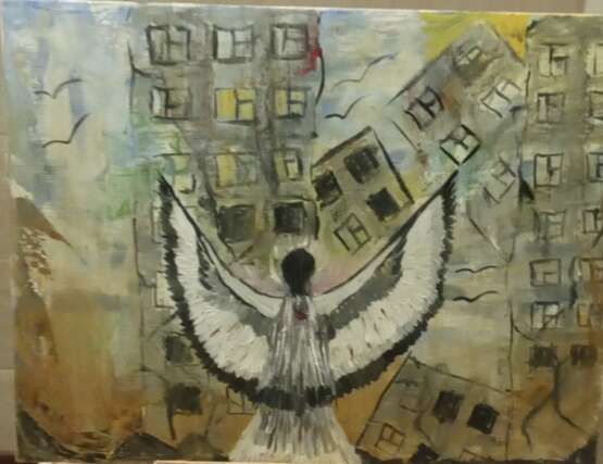 Возрождающий ангел. Canvas on cardboard душа Abstract Expressionism Kazakhstan 2022 - photo 1