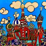 Собор Василия Блаженного Холст на картоне Акрил Поп-арт Городской пейзаж Москва 2021 г. - фото 1