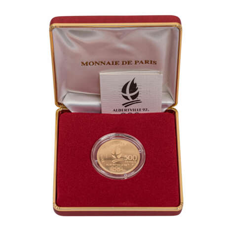 Frankreich - 500 Francs Albertville 1992, 15,64 Gr. GOLD fein, - Foto 1
