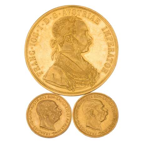 Österreich /GOLD - Lot 1 x 4 Dukaten 1915/NP und 2 x 10 Kronen 1912/NP - фото 1