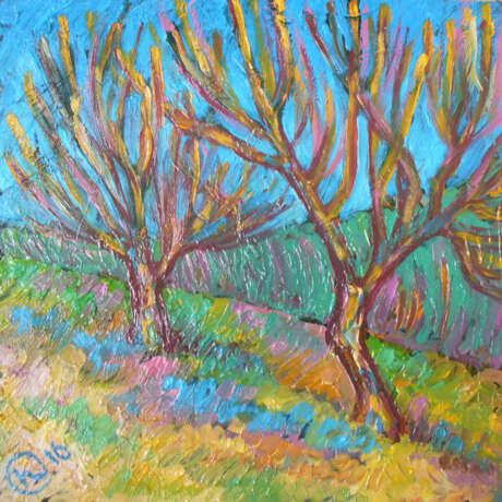 “Trees in spring” Wood Oil paint Landscape painting 2016 - photo 1