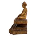 Buddha. Holz, Goldlack, Glassteine. BIRMA, MANDALAY, 20. Jh., - photo 2