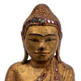 Buddha. Holz, Goldlack, Glassteine. BIRMA, MANDALAY, 20. Jh., - Foto 6