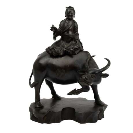 Bronze des Lao-Tse auf dem Ochsen. CHINA, um 1900. - Foto 1