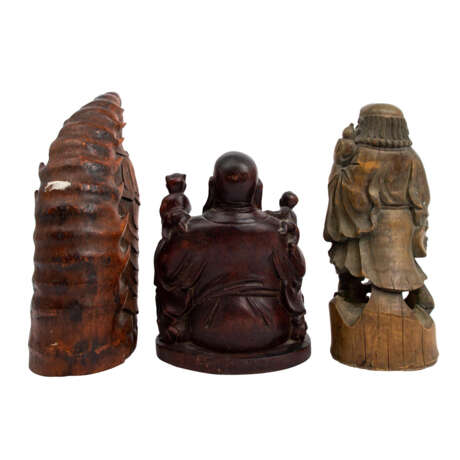 Drei Gottheiten aus Holz. CHINA: - photo 4