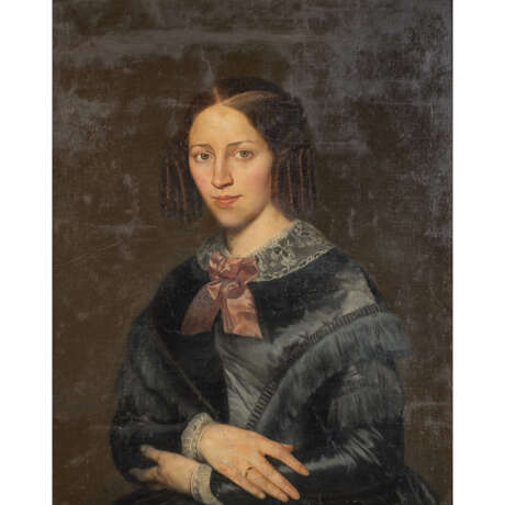 LOUSTAU, JACQUES J. LEOPOLD (1815-1894) "Portrait einer Dame im schwarzen Kleid mit weißer Spitze" - photo 1