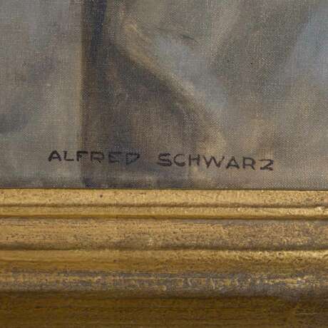SCHWARZ, ALFRED (Maler 19./20. Jh.), "Junger Mann mit grauem Jackett und karierter Fliege", - photo 3