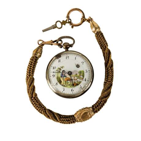 Biedermeier Taschenuhr, 19. Jh., - фото 1