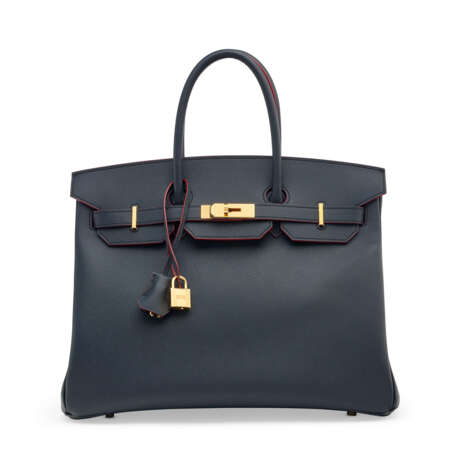 A LIMITED EDITION BLEU INDIGO & ROUGE H EPSOM LEATHER CONTOUR BIRKIN 35 WITH GOLD HARDWARE - фото 1