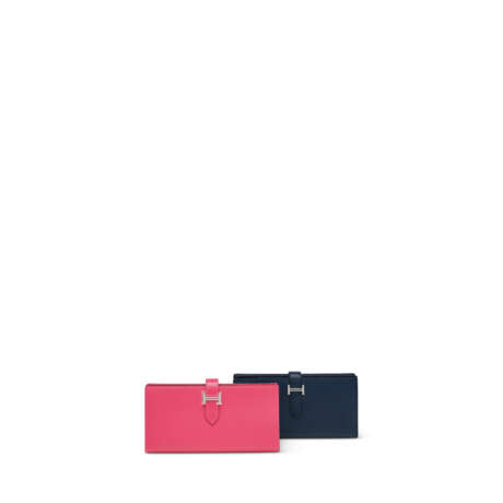 A SET OF TWO: A ROSE LIPSTICK & AN INDIGO TADELAKT LEATHER BÉARN LONG WALLETS WITH PALLADIUM HARDWARE - фото 1