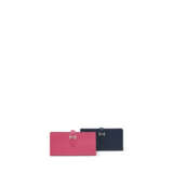 A SET OF TWO: A ROSE LIPSTICK & AN INDIGO TADELAKT LEATHER BÉARN LONG WALLETS WITH PALLADIUM HARDWARE - Foto 1