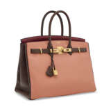 A CUSTOM ROSE THÉ, ROUGE H & CHOCOLAT CLÉMENCE LEATHER BIRKIN 35 WITH BRUSHED GOLD HARDWARE - photo 2