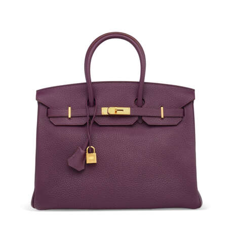 A CASSIS FJORD LEATHER BIRKIN 35 WITH GOLD HARDWARE - фото 1