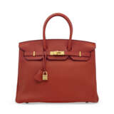 A ROUGE VENITIEN CLÉMENCE LEATHER BIRKIN 35 WITH BRUSHED GOLD HARDWARE - фото 1
