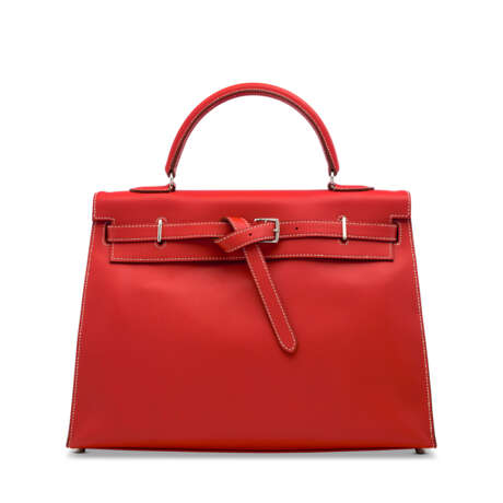 A ROUGE CASAQUE SWIFT LEATHER KELLY FLAT 35 WITH PALLADIUM HARDWARE - photo 1