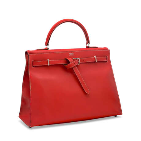 A ROUGE CASAQUE SWIFT LEATHER KELLY FLAT 35 WITH PALLADIUM HARDWARE - photo 2