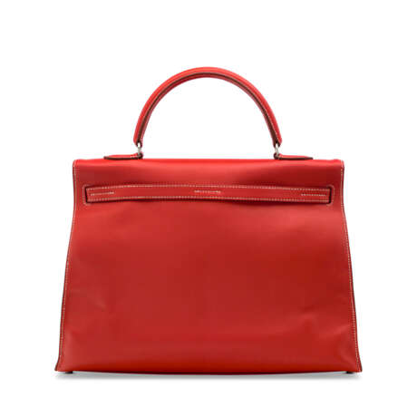 A ROUGE CASAQUE SWIFT LEATHER KELLY FLAT 35 WITH PALLADIUM HARDWARE - photo 3