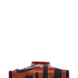 A PETIT H BLACK FELT & BRIQUE CALF BOX SHOPPER SKELETON - Foto 4