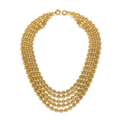 AN 18K GOLD FIVE ROWS CONFETTIS NECKLACE