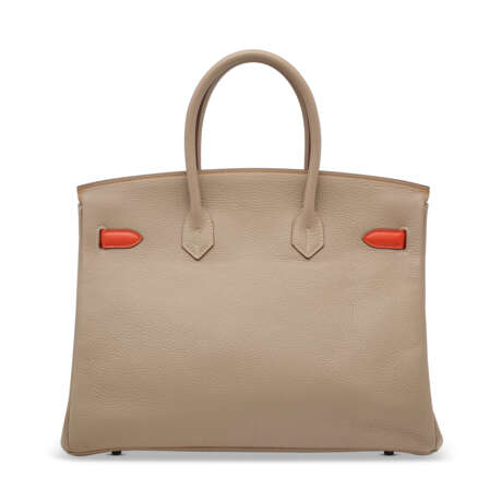 A LIMITED EDITION MOUTARDE, SANGUINE & GRIS PERLE CLÉMENCE LEATHER CASCADE BIRKIN 35 WITH BRUSHED PALLADIUM HARDWARE - photo 3