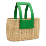 A PETIT H BAMBOO CLÉMENCE LEATHER & ROUGE TOMATE WICKER PICNIC TOTE - фото 2