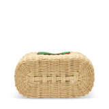 A PETIT H BAMBOO CLÉMENCE LEATHER & ROUGE TOMATE WICKER PICNIC TOTE - фото 4