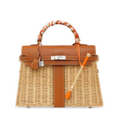 A LIMITED EDITION NATUREL BARÉNIA & OSIER PICNIC KELLY 35 WITH PALLADIUM HARDWARE