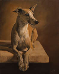 Oil painted Whippet