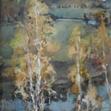 Осенний мотив Canvas Oil paint Realism Landscape painting 1993 - photo 1