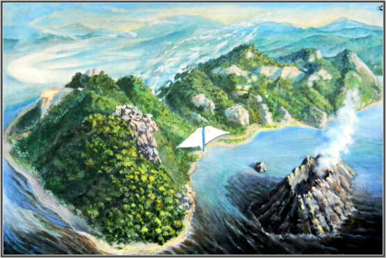 “The end of an era” Canvas Oil paint Surrealism Landscape painting 2001 - photo 1