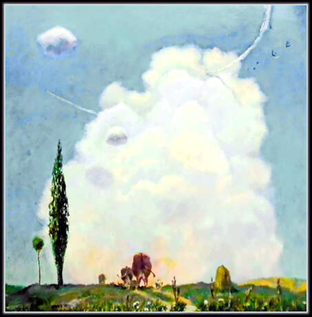 К вечеру Leinwand Ölfarbe Realismus Landschaftsmalerei 1976 - Foto 1