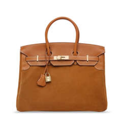 A LIMITED EDITION CHAMOIS BARÉNIA & NOISETTE VEAU DOBLIS GRIZZLY BIRKIN 35 WITH PERMABRASS HARDWARE