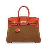 A LIMITED EDITION CAPUCINE SWIFT LEATHER & CHAMOIS VEAU DOBLIS GRIZZLY BIRKIN 35 WITH PERMABRASS HARDWARE - фото 1