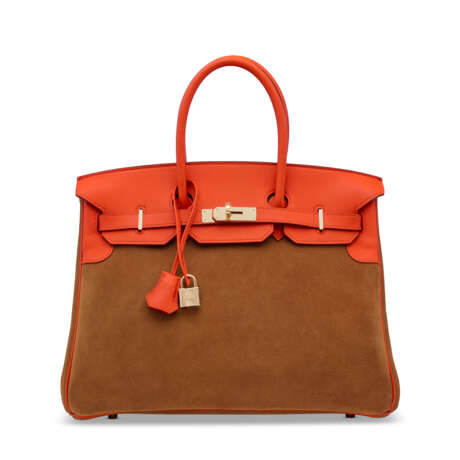 A LIMITED EDITION CAPUCINE SWIFT LEATHER & CHAMOIS VEAU DOBLIS GRIZZLY BIRKIN 35 WITH PERMABRASS HARDWARE - Foto 1