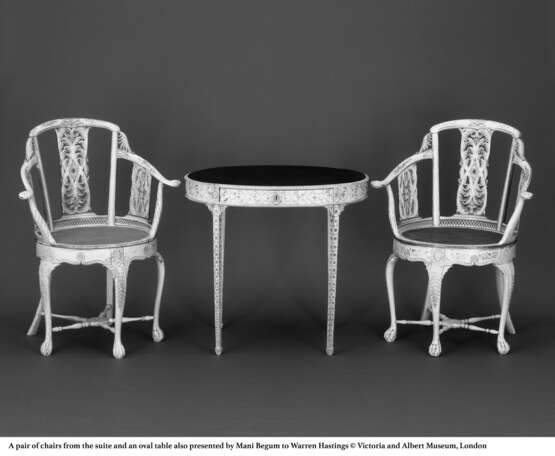A SUITE OF INDIAN SOLID IVORY AND PARCEL-GILT SEAT FURNITURE - фото 16