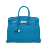 A LIMITED EDITION BLEU ZANZIBAR & MALACHITE TOGO LEATHER VERSO BIRKIN 35 WITH PALLADIUM HARDWARE - фото 1