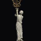A PAIR OF MONUMENTAL LOUIS-PHILIPPE WHITE MARBLE AND GILTWOOD FIVE-LIGHT FIGURAL TORCHERES - фото 3