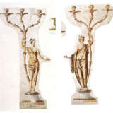 A PAIR OF GEORGE III ORMOLU, PATINATED-BRONZE AND WHITE MARBLE `APOLLO AND DIANA` CANDELABRA - photo 3