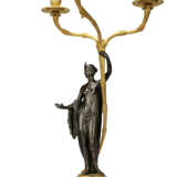 A PAIR OF GEORGE III ORMOLU, PATINATED-BRONZE AND WHITE MARBLE `APOLLO AND DIANA` CANDELABRA - photo 4