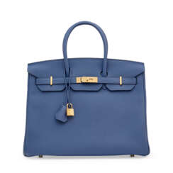 A BLEU BRIGHTON TOGO LEATHER BIRKIN 35 WITH GOLD HARDWARE