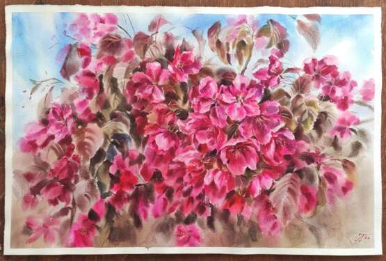 Яблонька Watercolor paper Watercolor Impressionism природа цветы Russia 2022 - photo 2
