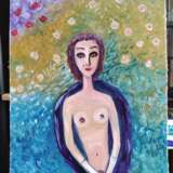 Обнаженная в саду. Nude in the garden Fiberboard Oil Impressionism Nude art Ukraine 2022 - photo 1